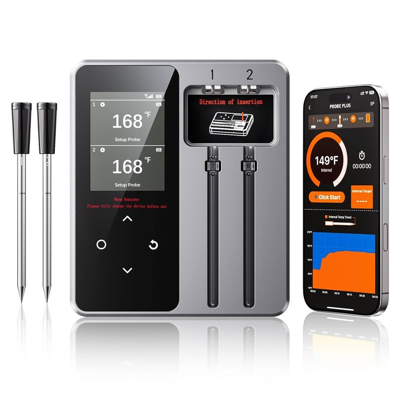 Newise Wireless Bluetooth Meat Thermometer - 2 Probes & App Control, Valentines Day Birthday Gifts for Men Him, Smart Digital Thermometer for Cooking, Oven, Smoker, BBQ, Grill - Image 1